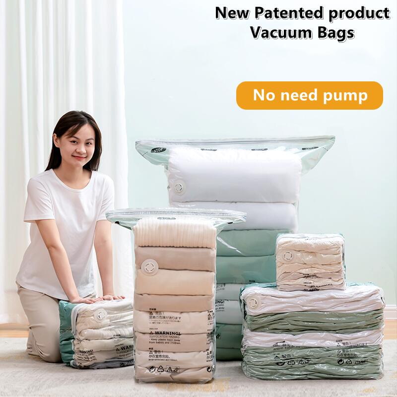 No Pump Vacuum Compression Storage Bag for Clothes