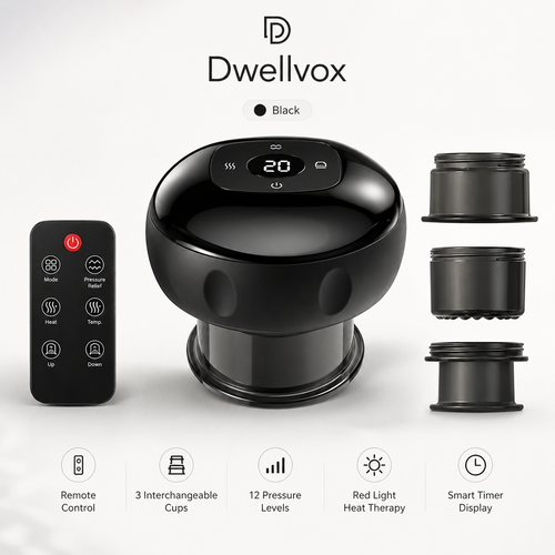 DwellVox ThermaCup™ — Smart Cupping Massager (Heat + Red Light + Suction)